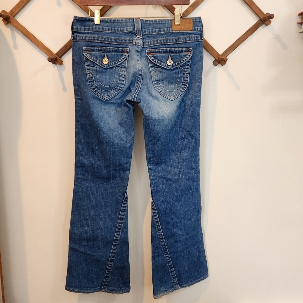 VTG TRUE RELIGION JEANS WOMENS 32 TWISTED SEAM FLARE LEG LOW RISE USA Horseshoe - Picture 4 of 15